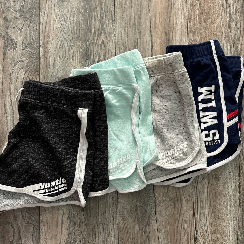 4 pairs of moveable justice shorts for girls